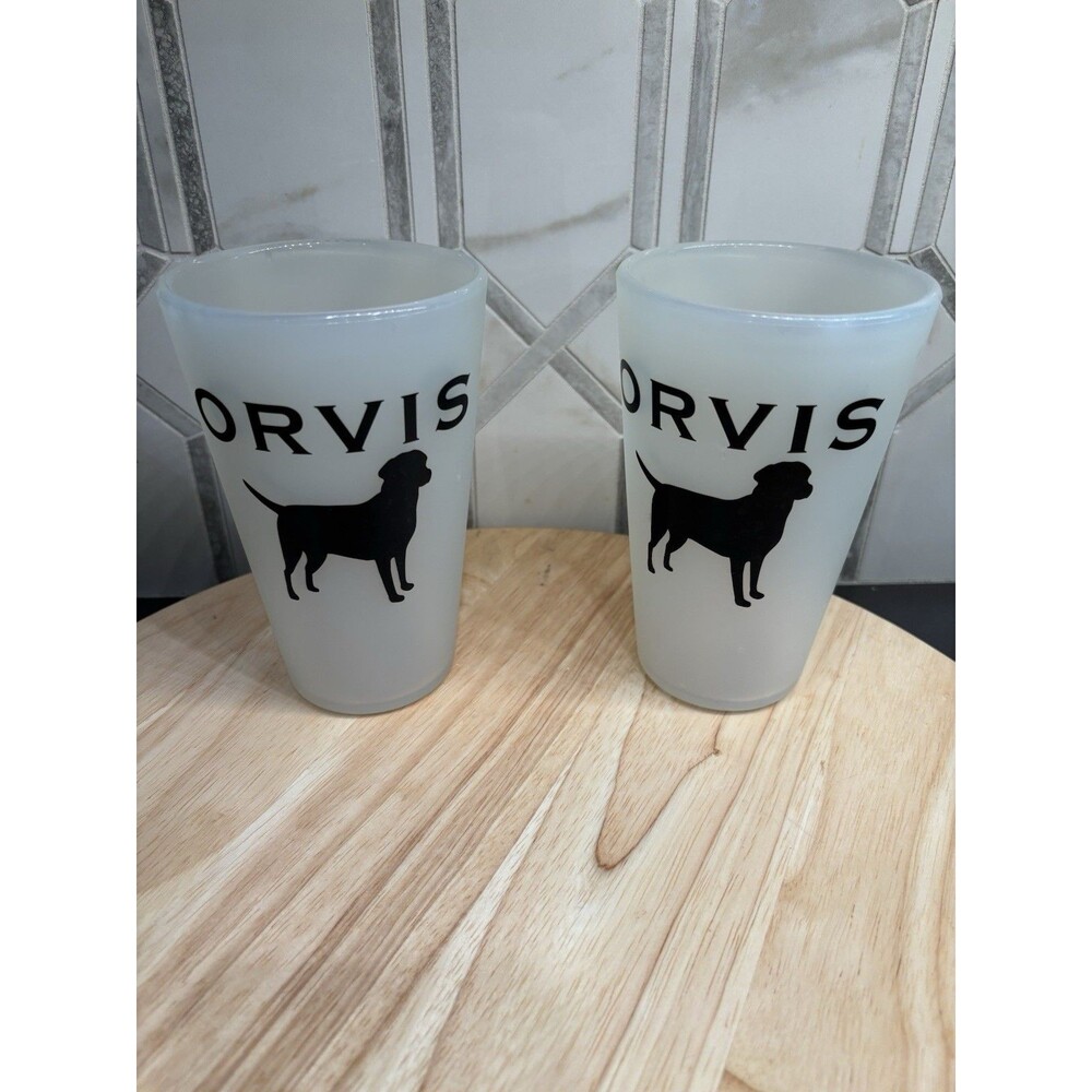 Pair Of Two Silipint Orvis Silicone 16oz Drinking Cup Black Lab Dog Pint